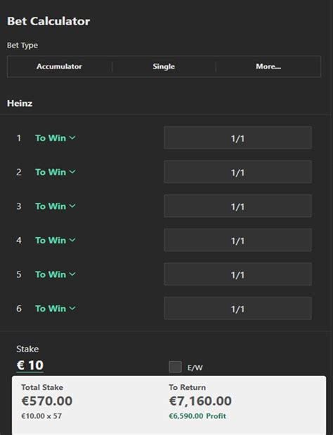 heinz betting|heinz 57 calculator.